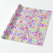 Papier Cadeau Fleurs pastel abstraites (Déroulé)