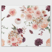 Papier Cadeau Fleurs Pastel Modernes & Cadeau Personnalisé Kraft (Plat)