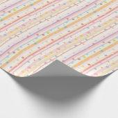 Papier Cadeau Fleurs Pastel Rayures Fille Fête Prénatale Mariage (Coin)