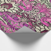 Papier Cadeau FLEURS, PEACOCKS ET DRAGONS Rose violet (Coin)