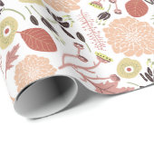 Papier Cadeau Fleurs Pêchent Green Botanical (Coin rond)