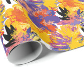 Papier Cadeau Fleurs peintes. (Coin rond)