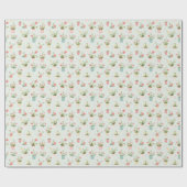 Papier Cadeau Fleurs potées mignonnes et Jardin Plante (Plat)