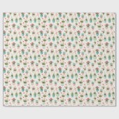 Papier Cadeau Fleurs potées mignonnes et Jardin Plante (Plat)