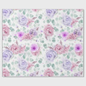 Papier Cadeau Fleurs pourpres Dusty Eucalyptus Feuille Botanique (Plat)