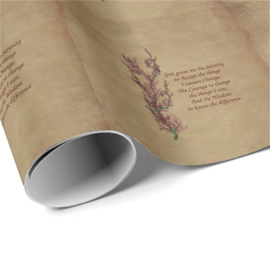 Papier Cadeau Fleurs Prière d'Inspiration Sérénité (Coin rond)