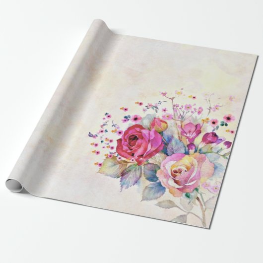Papier Cadeau Fleurs printanières  (Déroulé)