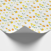 Papier Cadeau Fleurs printanières en orange et jaune (Coin)