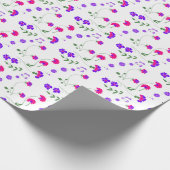 Papier Cadeau Fleurs printanières en violet et rose (Coin)