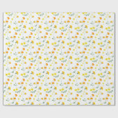 Papier Cadeau Fleurs printanières orange et jaune (Plat)