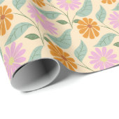 Papier Cadeau Fleurs printanières rétro (Coin rond)