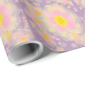 Papier Cadeau Fleurs printanières violet rose jaune (Coin rond)