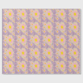 Papier Cadeau Fleurs printanières violet rose jaune (Plat)
