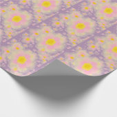 Papier Cadeau Fleurs printanières violet rose jaune (Coin)