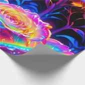 Papier Cadeau Fleurs psychédéliques néons dynamiques (Coin)