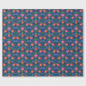Papier Cadeau Fleurs Rangoli, Pois sur papier d'enveloppement bl (Plat)