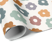 Papier Cadeau Fleurs Rétro Cute (Coin rond)