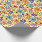 Papier Cadeau Fleurs rétro Lilac orange et vert (Coin)
