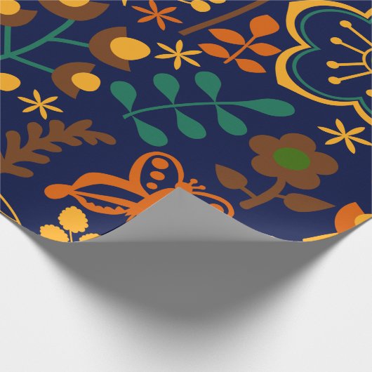 Papier Cadeau Fleurs Rétro Mignonnes Patter sans joint (Coin)
