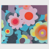 Papier Cadeau Fleurs rétro mod  (Plat)