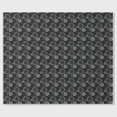 Papier Cadeau Fleurs Rétro Noir et Blanc (Plat)