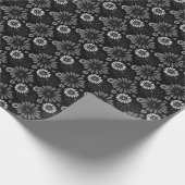 Papier Cadeau Fleurs Rétro Noir et Blanc (Coin)