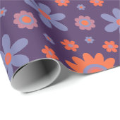 Papier Cadeau Fleurs Rétro Plaisir les années 70 Hippie Daisy Mo (Coin rond)