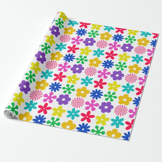 Papier Cadeau FLEURS RÉTRO super (Déroulé)