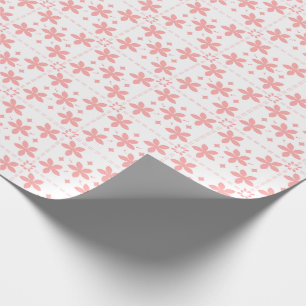 Papier Cadeau Fleurs romantiques vintage à carreaux rose floral
