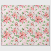 Papier Cadeau Fleurs rose de Noël (Plat)