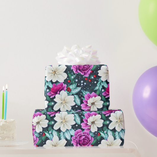 Papier Cadeau Fleurs rose et crème féminine envelopper papier (Cadeaux de fête)