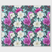 Papier Cadeau Fleurs rose et crème féminine envelopper papier (Plat)