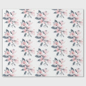 Papier Cadeau Fleurs rose et gris Motif Aquarelle classique (Plat)