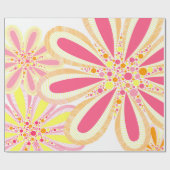 Papier Cadeau Fleurs rose et jaune (Plat)