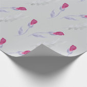 Papier Cadeau Fleurs Rose Gris (Coin)