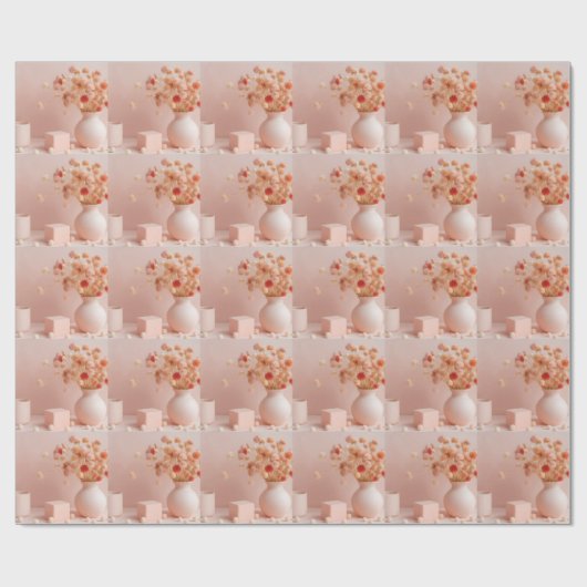 Papier cadeau Fleurs Rose Pâle (Plat)