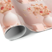 Papier cadeau Fleurs Rose Pâle (Coin rond)
