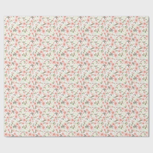 Papier Cadeau Fleurs roses (Plat)