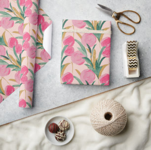 Papier Cadeau Fleurs roses