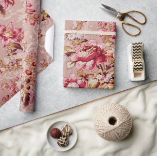 Papier Cadeau Fleurs roses antiques Toutes les occasions