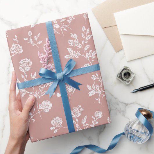 Papier Cadeau Fleurs Roses Blanches Roses Mariage (Cadeaux)