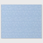 Papier Cadeau Fleurs roses bleu clair motif sans couture modèle (Plat)