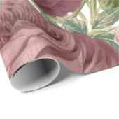 Papier Cadeau Fleurs roses chics de roses de Bourgogne de pays (Coin rond)