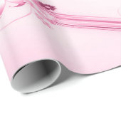 Papier Cadeau Fleurs roses dans les vagues (Coin rond)