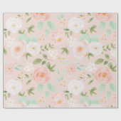 Papier Cadeau Fleurs Roses d'aquarelle en rose et en rose (Plat)