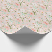 Papier Cadeau Fleurs Roses d'aquarelle en rose et en rose (Coin)