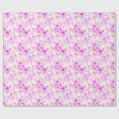 Papier Cadeau Fleurs roses délicates à l'aquarelle (Plat)