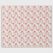 Papier Cadeau Fleurs roses douces sur fond blanc (Plat)
