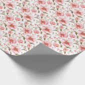 Papier Cadeau Fleurs roses douces sur fond blanc (Coin)