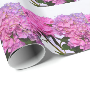 Papier Cadeau Fleurs roses élégantes hydraeas roses